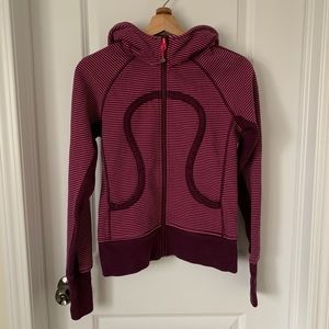 Lululemon Athletica pink striped Scuba hoodie